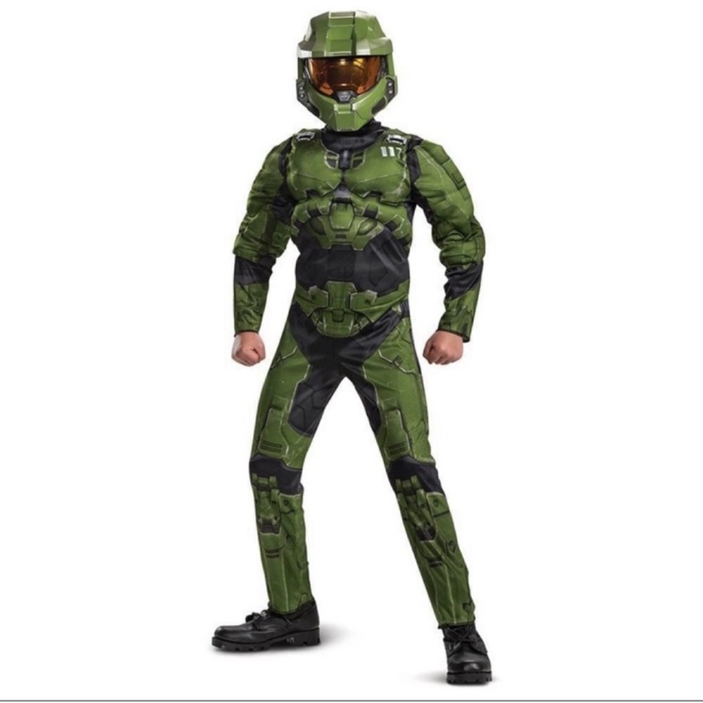 New! Disguise Master Chief or Spartain Halo Costume Kids Boys Dress Up, size 4-6